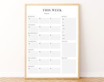 Weekly Planner | Printable 18x24 Wall Planner for Organized Home | To Do and Meal Planner Poster