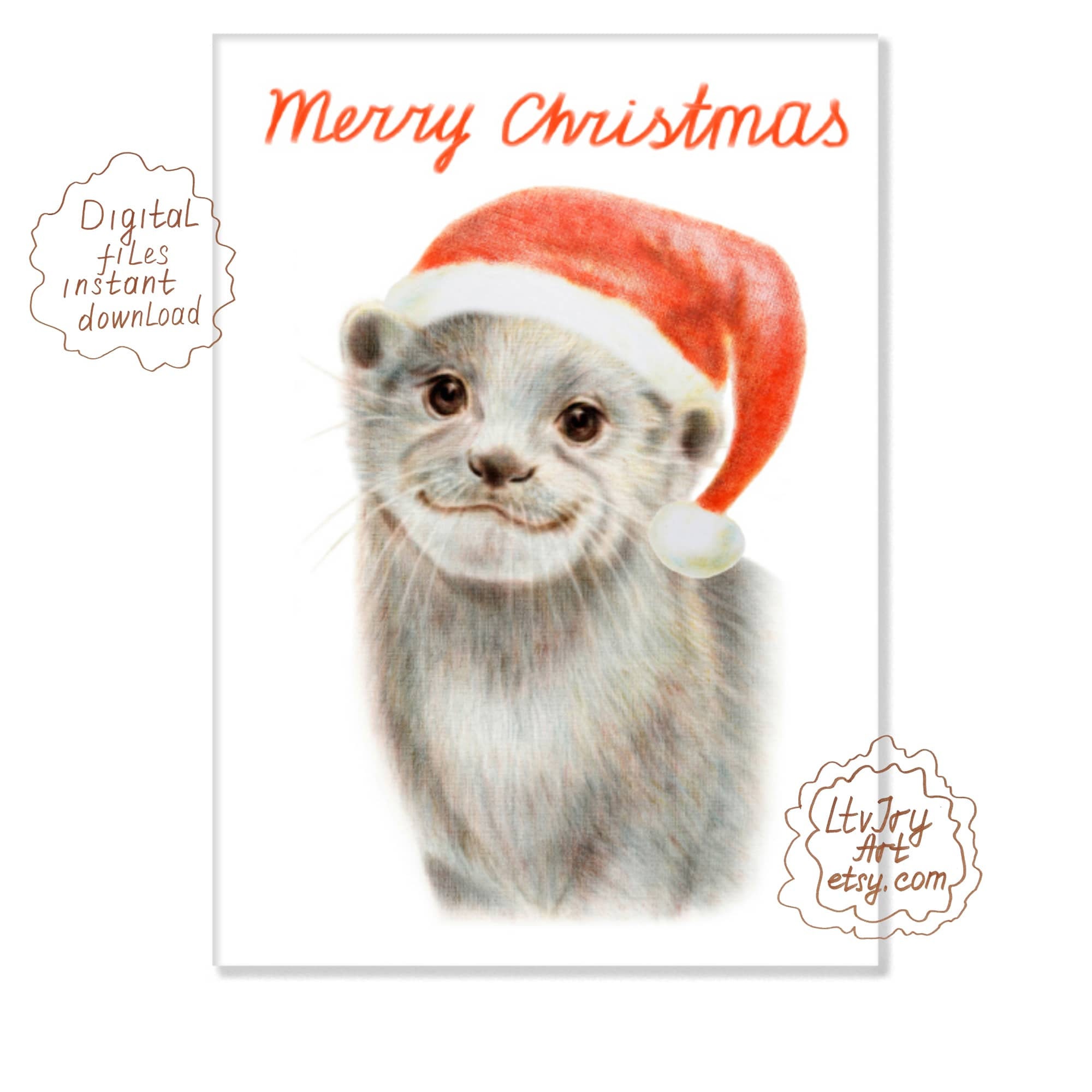 Otter Christmas Card 