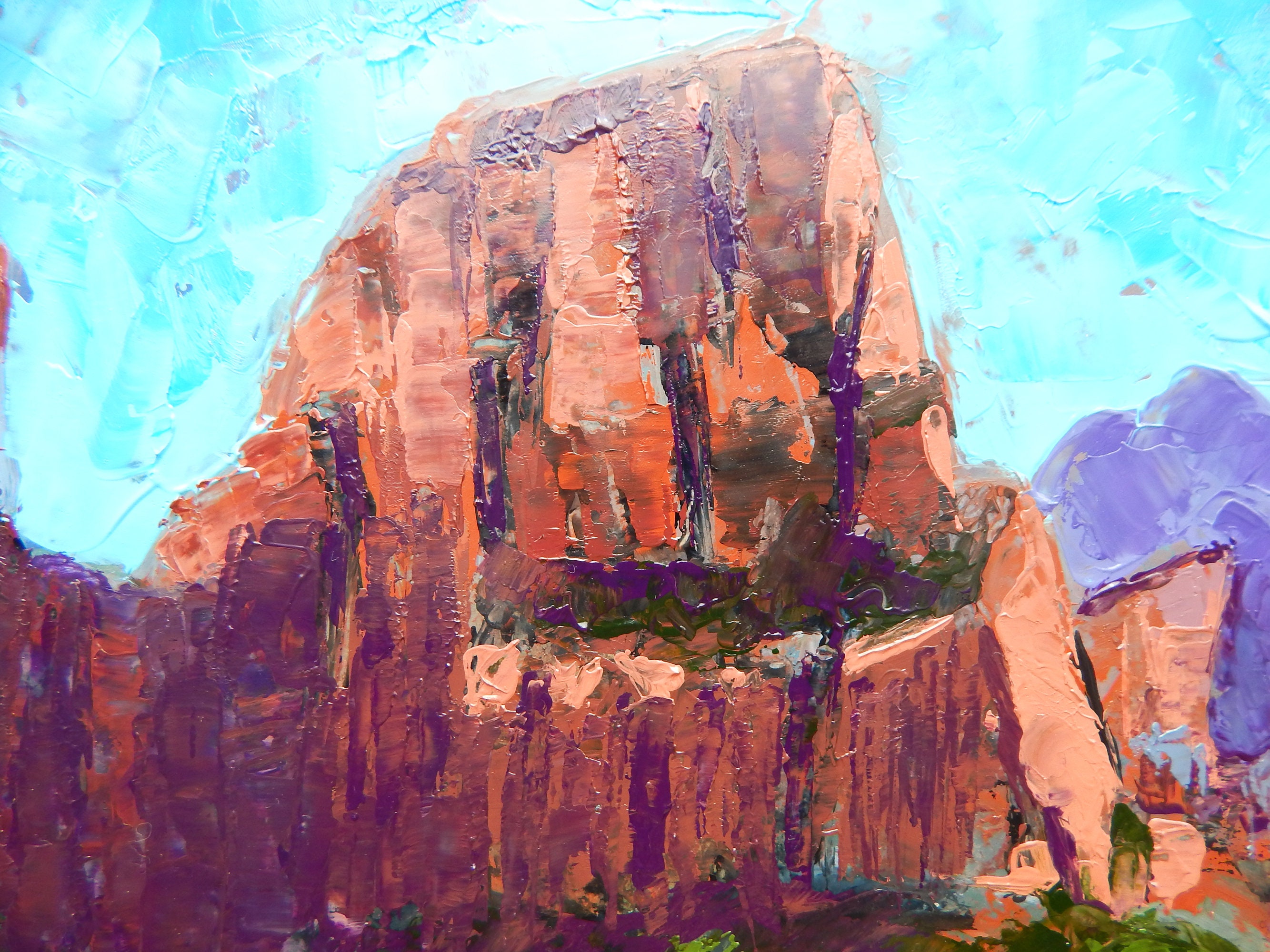 Zion National Park Painting Mountain Landscape Original Art Etsy