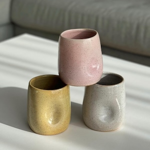 Handmade Ceramic Thumb Cup Indent Mug Pinch Tumbler 12 oz ounce