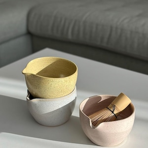 Handmade Ceramic Matcha Bowl Speckled Stoneware