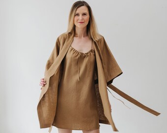 Soft linen nightdress - sleep dress with adjustable straps - linen dressing gown - nightie camisole dress in linen - linen loungewear