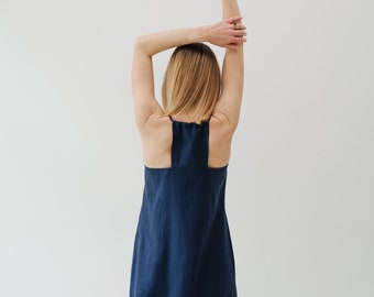 Long linen nightdress - linen dressing gown - linen sleep dress with adjustable straps - linen dressing gown - loungewear for women