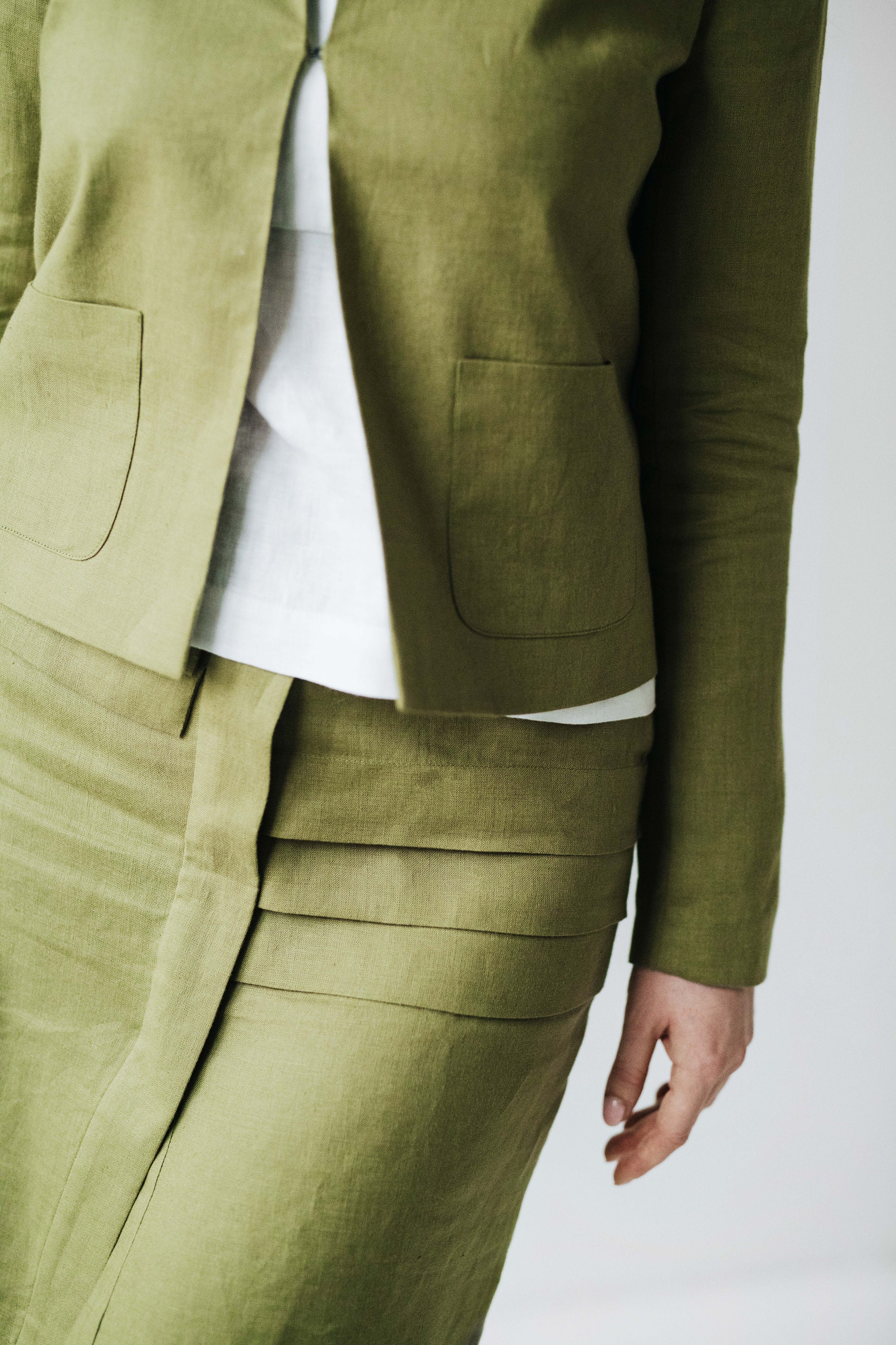 Linen Jacket for Women/ Olive Linen Blazer/ Short Linen Summer Etsy