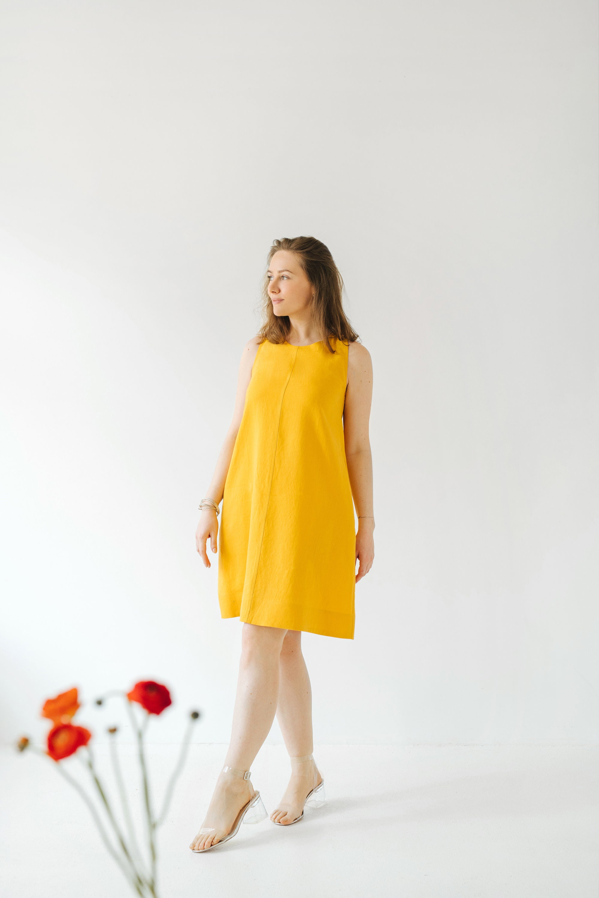 Loose Linen Belt Dress Simple Linen Shift Dress Summer Linen | Etsy