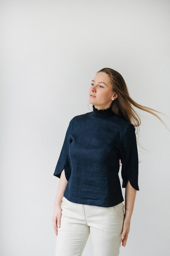 mock turtleneck blouse