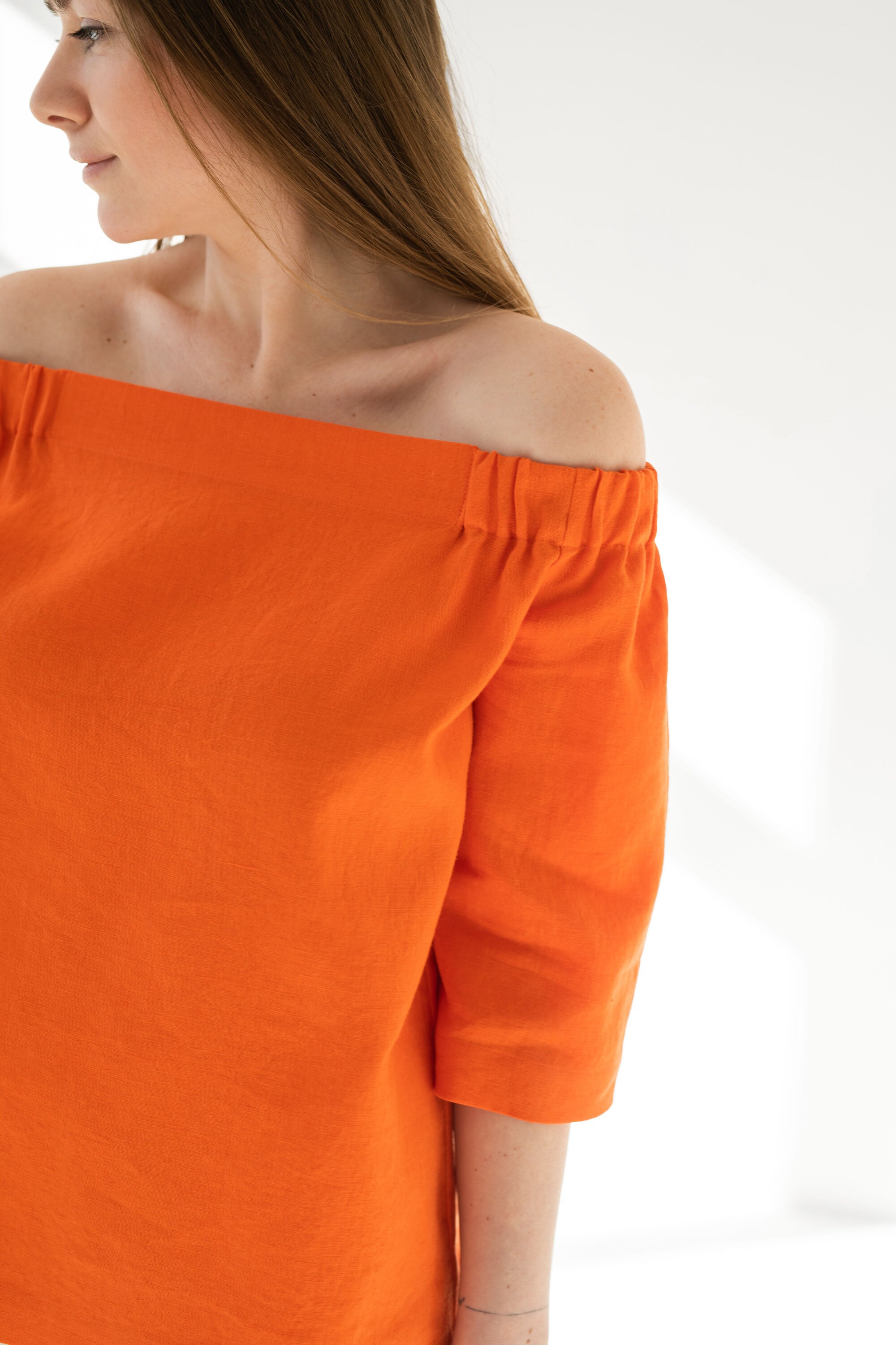 Linen Off the shoulder blouse / Loose fit linen top / Summer Etsy