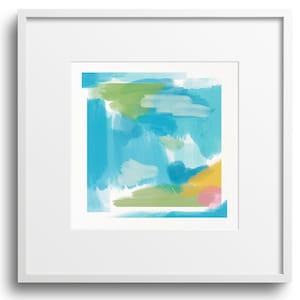 Grandmillenial Abstrakte Blau, Grün und Rosa druckbare Kunst ~ Wandkunst ~ Quadratische Blau, Grün und rosa abstrakte Kunst Poster zum Ausdrucken