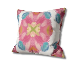 Square Pillowcase Bright Pink Green Blue Abstract | Home Decor | Blue Pink Green Design Pillowcase