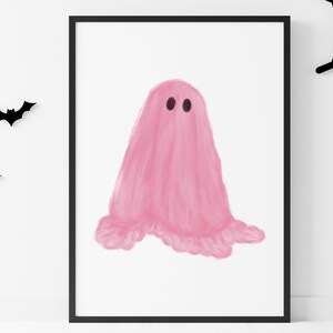 Pink Halloween Ghost Art Print, Spooky Decor (digital Download - Etsy