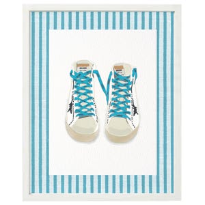 Blue and White High Tops Art Print: Preppy Sneaker Poster (Digital Download)