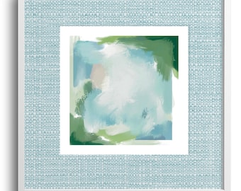Blue Green Abstract Art Print: Grandmillennial Style (Digital Download)