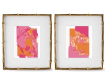 Rosa und Orange Abstrakte Aquarell Kunstdrucke: 2er Set (Digitaler Download)