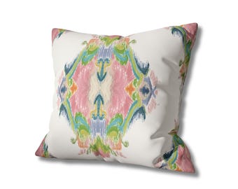 Floral Abstract Faux Suede Pillowcase: Pink, Green & Blue Home Decor