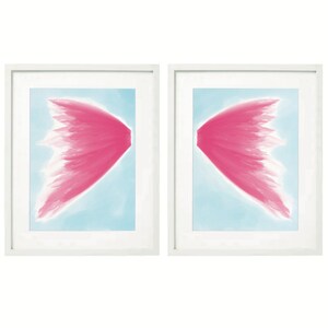2er-Set Pink Wings druckbare Kunst ~ Hauswandkunst ~ Aquarell Pink Wings Poster ~ Printable Sofort Herunterladbar