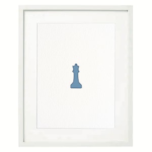 Blue Chess Queen Art Print: Minimalist Wall Decor (Digital Download)