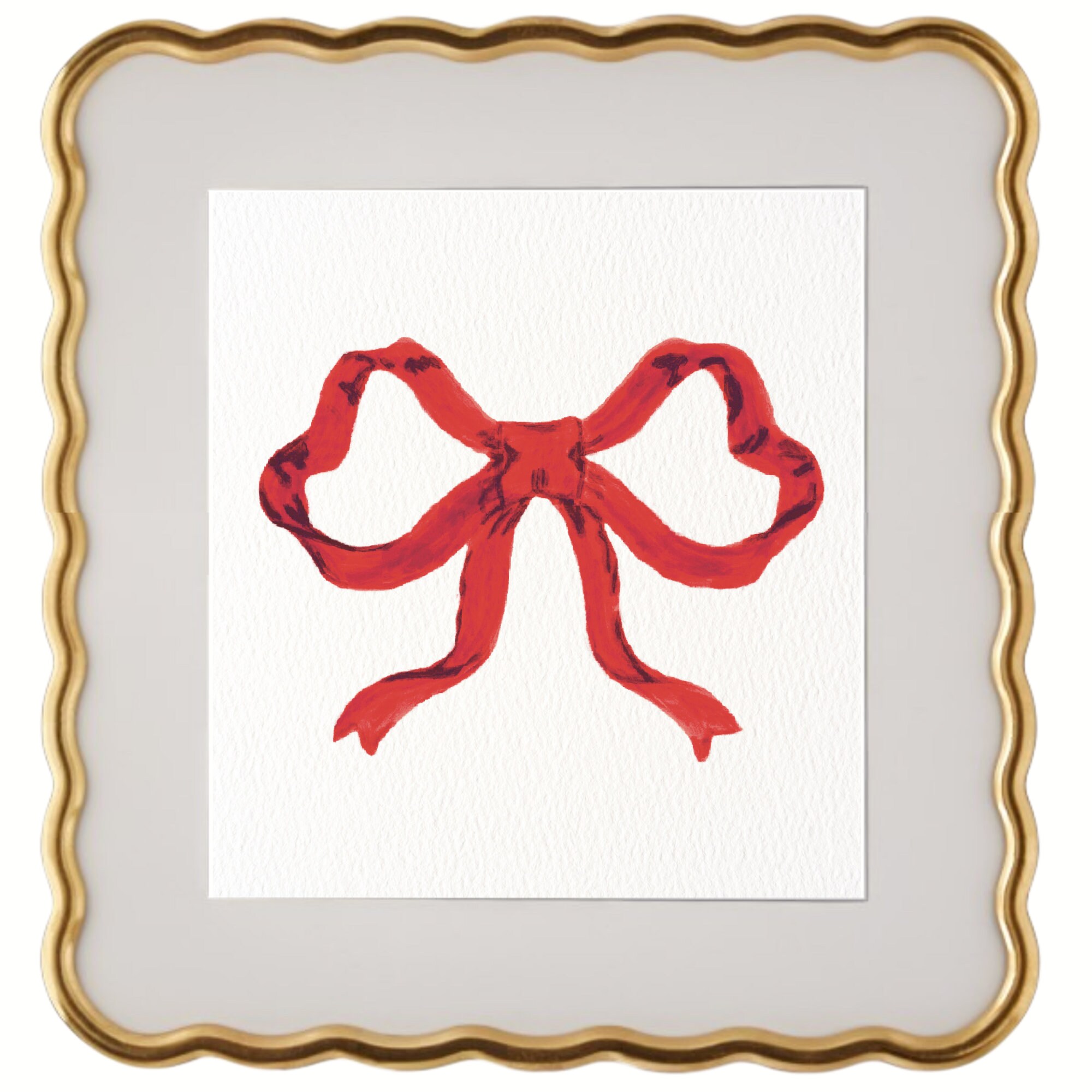 Red Ribbon Printable Art Square Wall Art Christmas Bow - Etsy