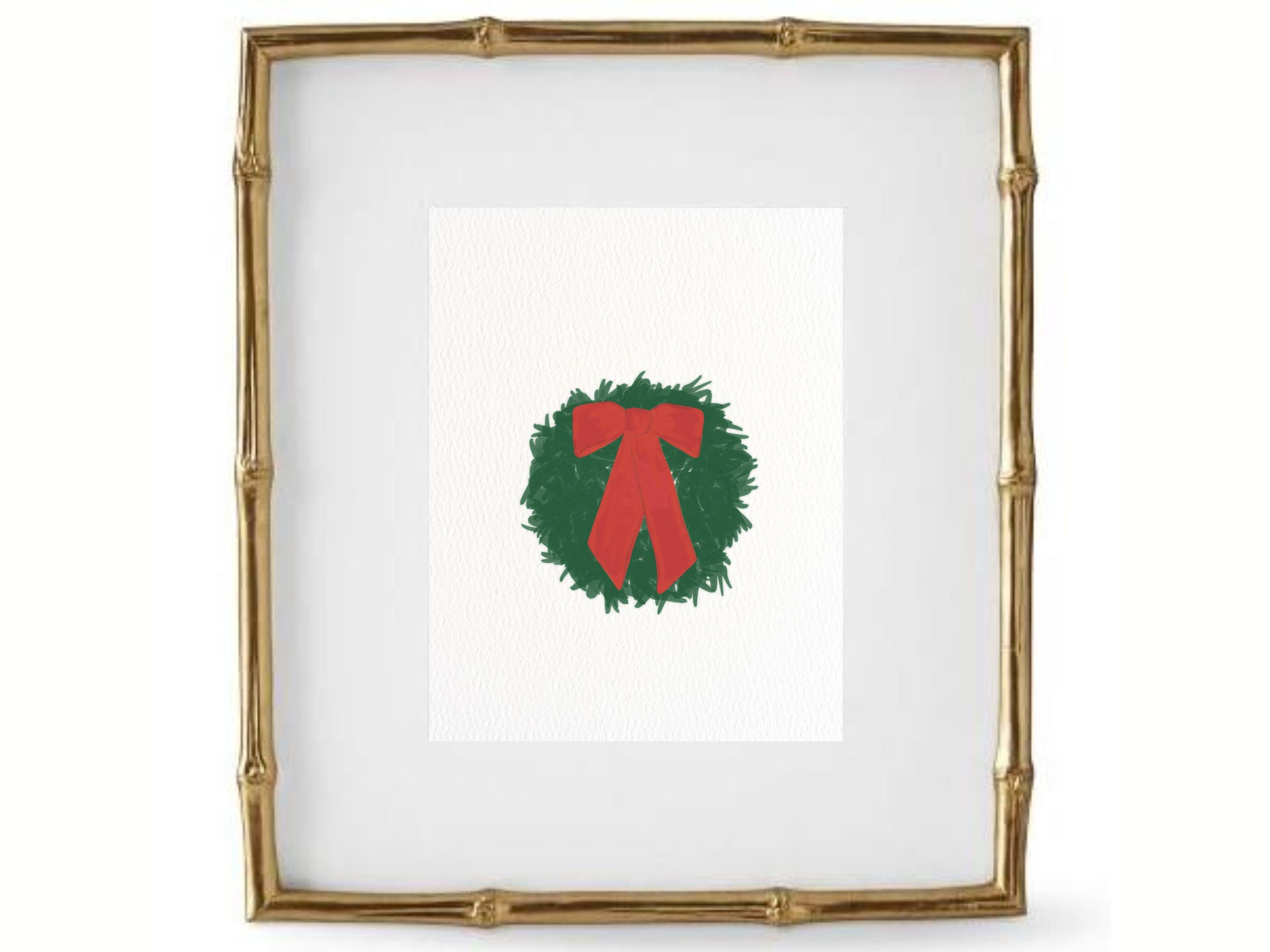 Christmas Wreath With Red Bow Printable Art Christmas Wall - Etsy
