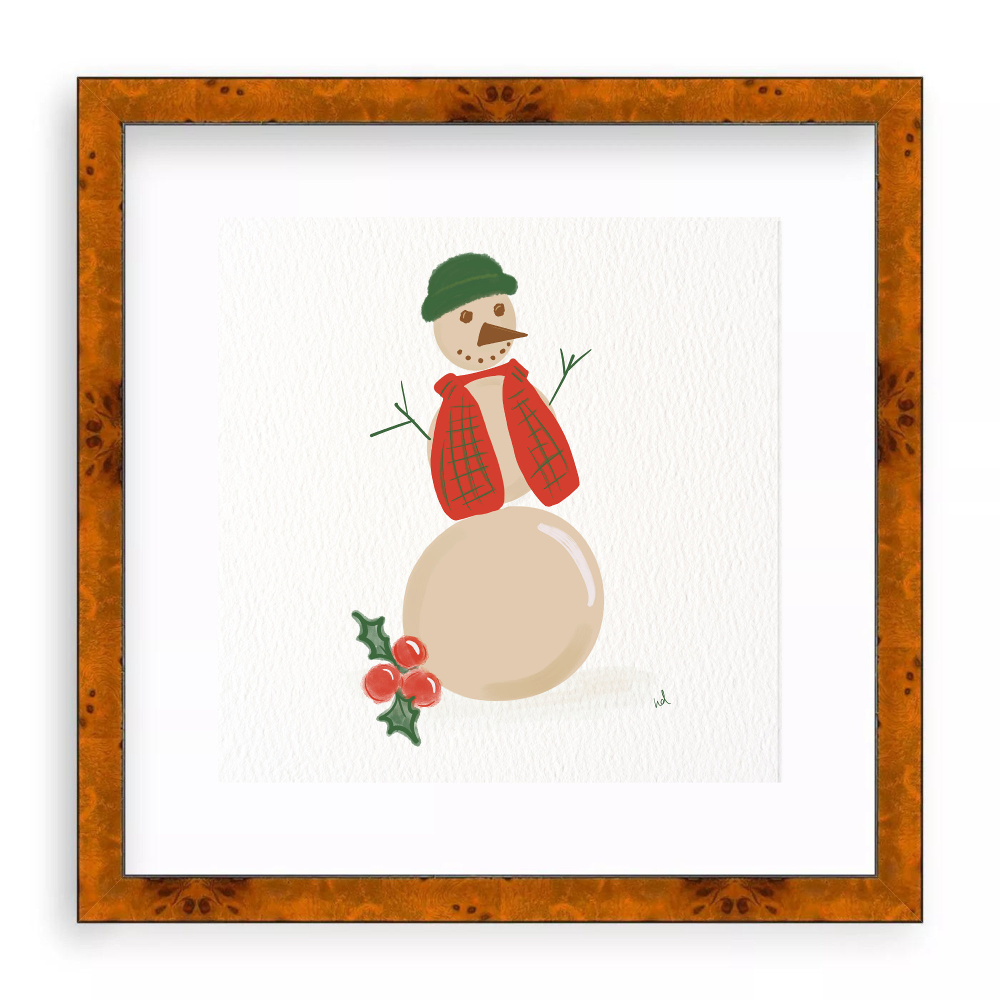 Snowman Printable Art Square Wall Art Christmas Green Red Posters ...