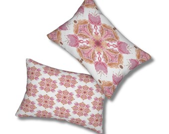 Lumbar Pillow Chic Chinoiserie Pink Brown Abstract | Home Decor | Preppy Pink Brown Abstract Pillow | Decorative Throw Pillow 20"x14"