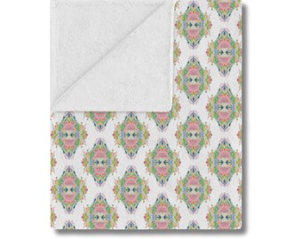 Blanket Chic Green Pink Blue Abstract | Home Decor | Watercolor Design Blanket