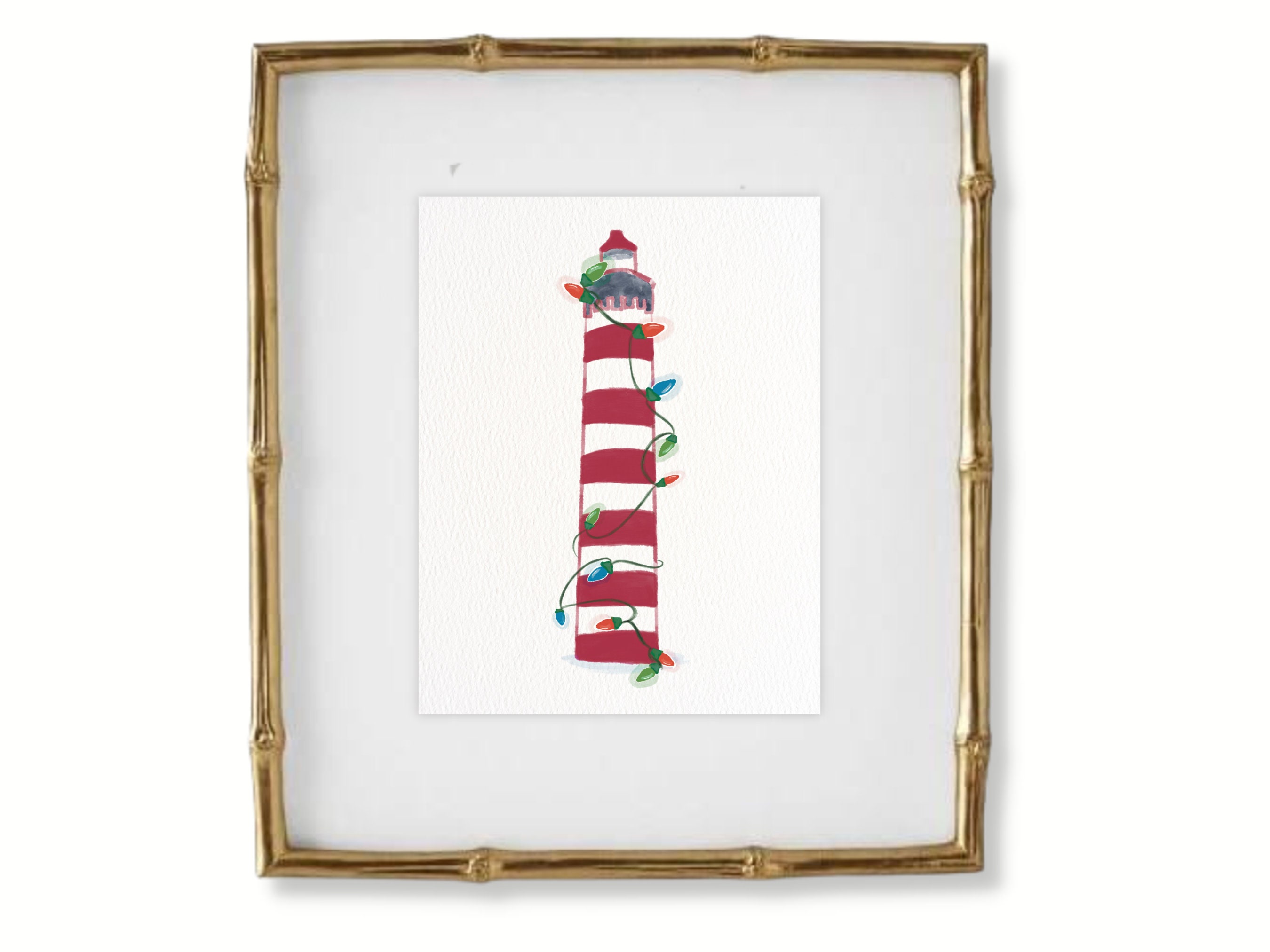 Lighthouse &amp; Christmas Lights Printable Art Wall Art Christmas Lights ...
