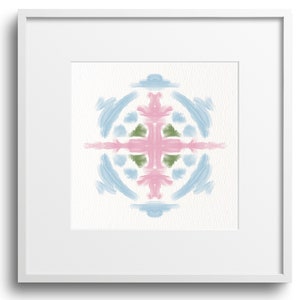 Chinoiserie Blue Green And Pink Printable Art ~ Wall Art ~  Square Blue Green And Pink Abstract Art Posters ~ Printable Instant Download