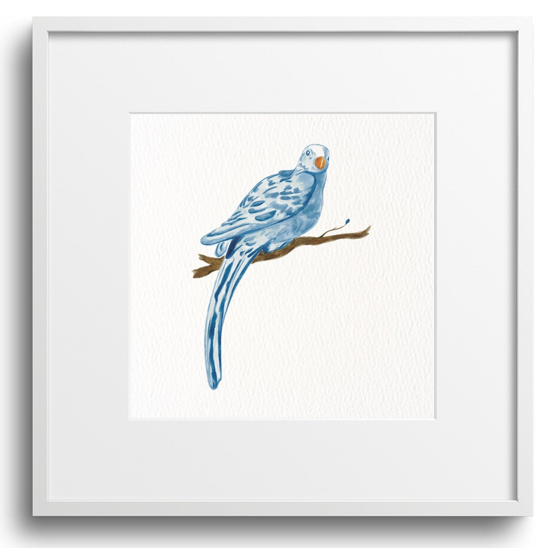 Blue Bird Printable Art Square Wall Art Blue and White Bird Posters