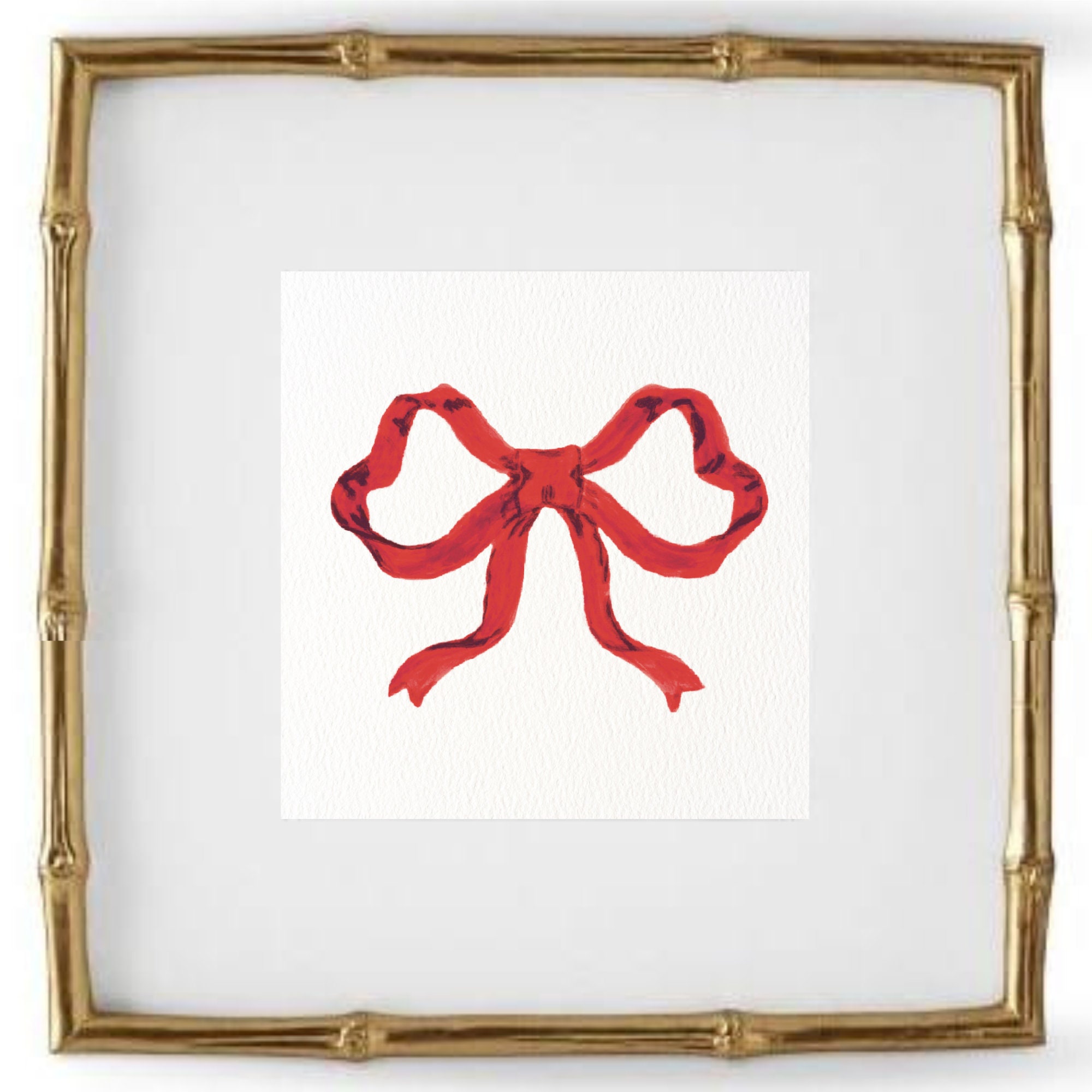 Red Ribbon Printable Art Square Wall Art Christmas Bow - Etsy