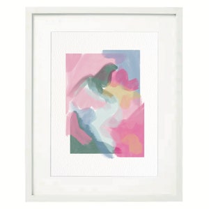 Arte abstracto imprimible en rosa, verde y azul ~ Arte mural en acuarela ~ Pósteres de arte abstracto en rosa elegante ~ Decoración imprimible descargable al instante