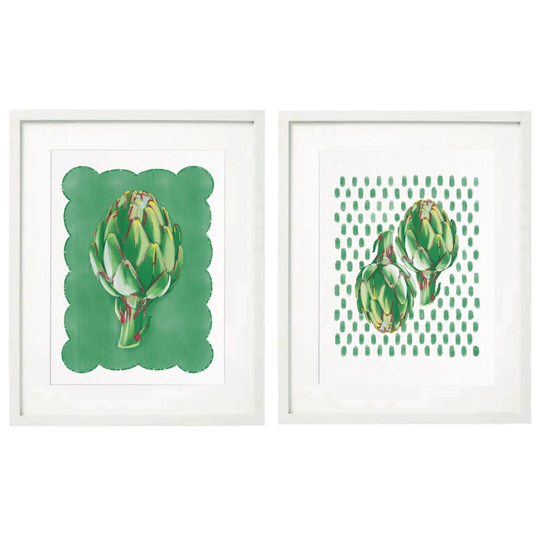 Artichoke Art Set of 2 Printable Art ~ Home Wall Art ~ Grandmillenial ...