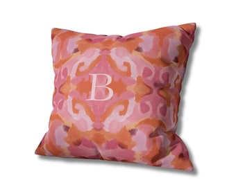 Watercolor Pink And Orange Square Pillowcase ~ Home Decor ~ Pink And Orange Abstract Elegant Watercolor Design Pillowcase