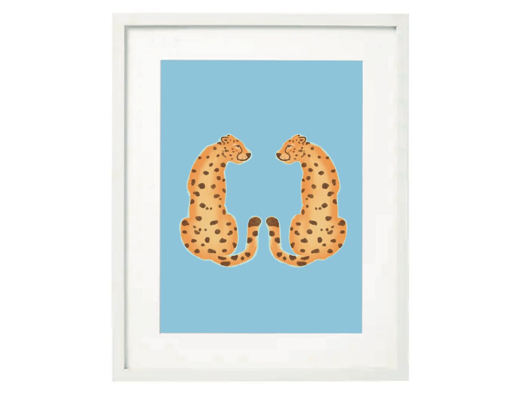Leopards With Blue Printable Art ~ Wall Art ~ Blue Leopards Art Posters ...