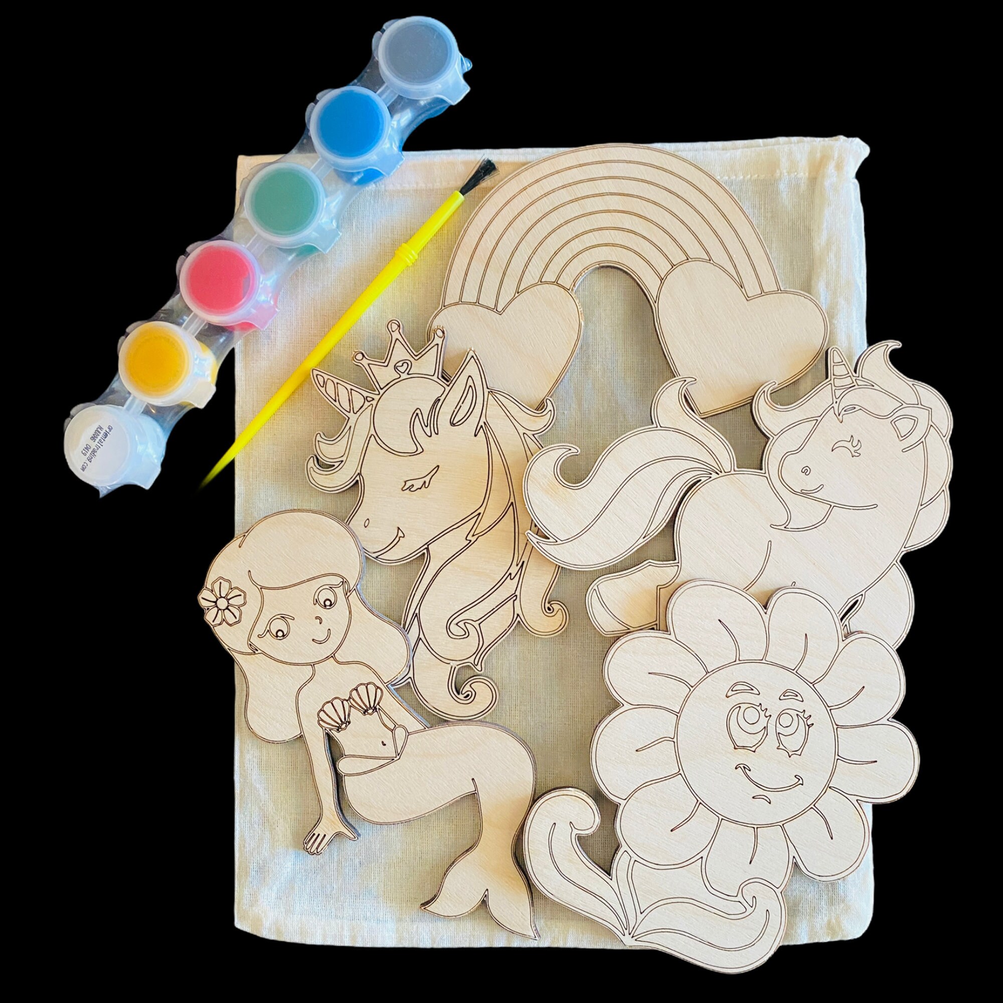 Unicorn Wood Paint Set Etsy