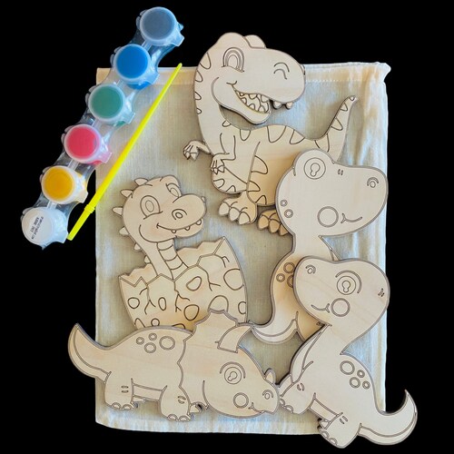 Dinosaur Wood Paint Set Etsy