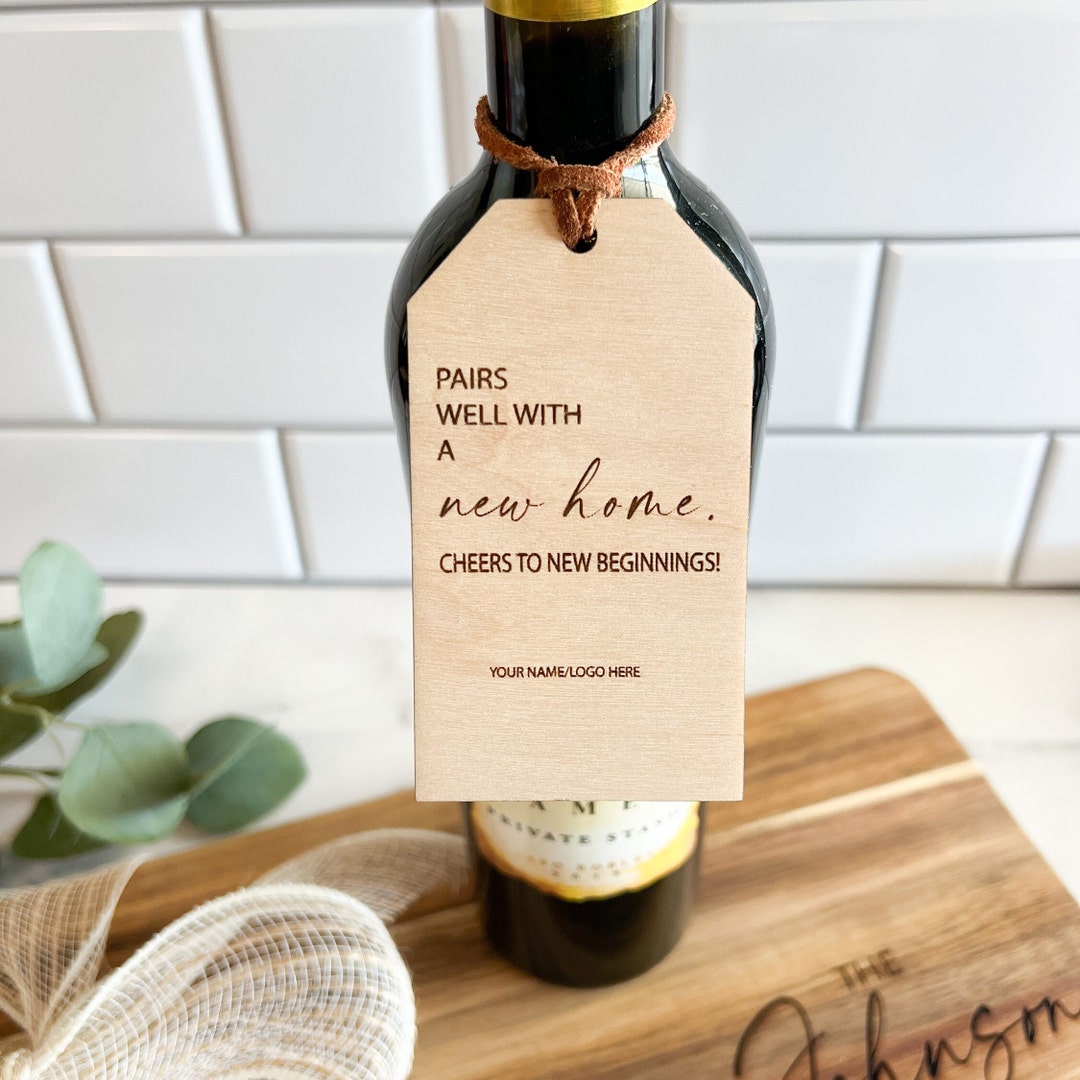 Wine Gift Tag for Bottle Engraved Tag Closing Gift Housewarming Gift