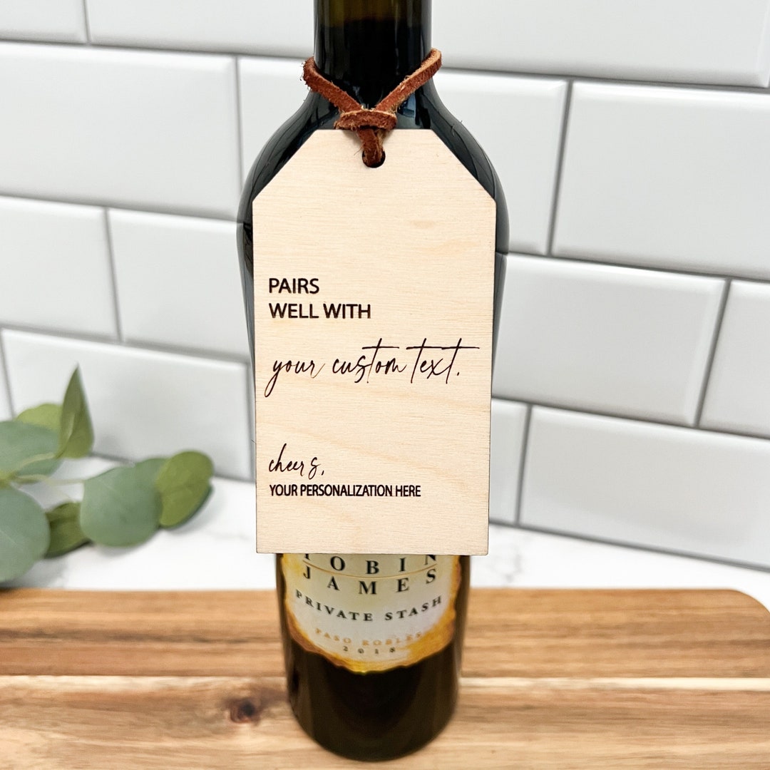 Pairs Well With Custom Tag Wine Gift Tag for Bottle Engraved Tag Wine
