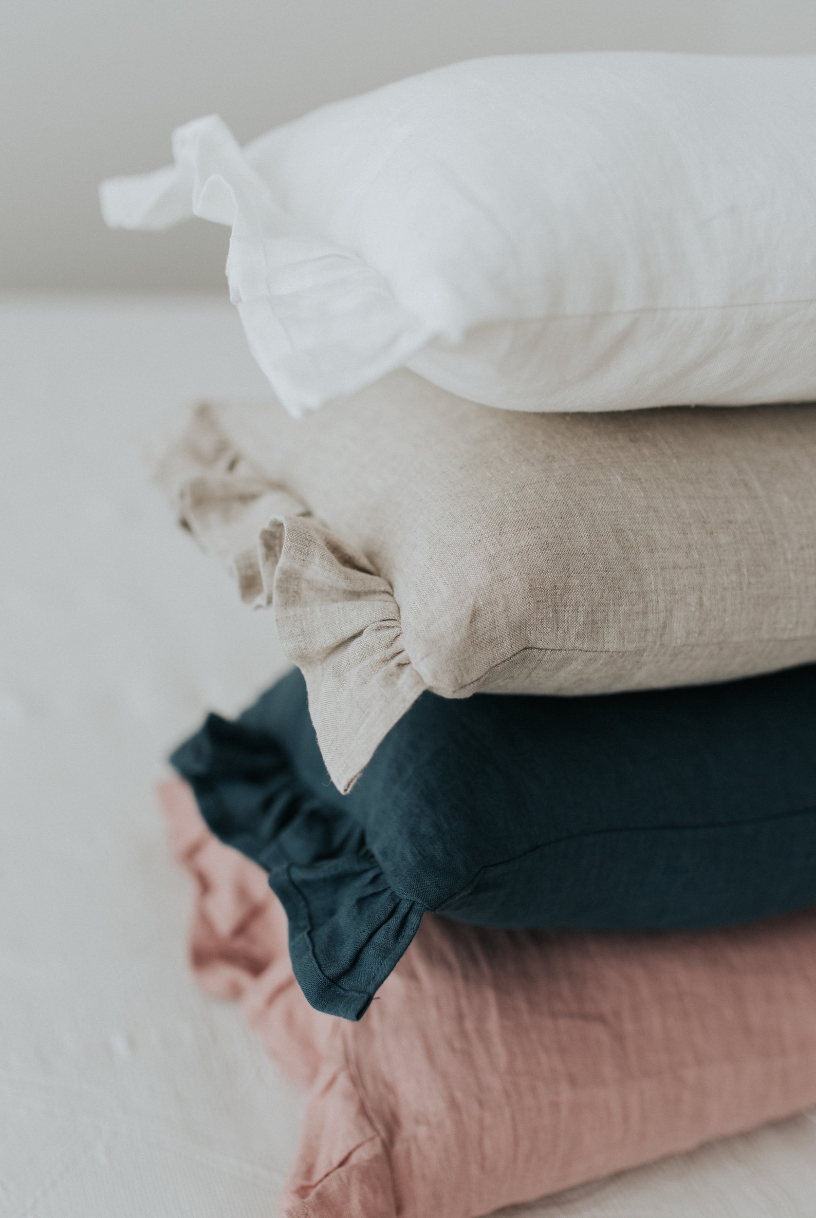 Ruffled Linen Pillowcase/ Ruffled Linen Cushion/ Various Colors