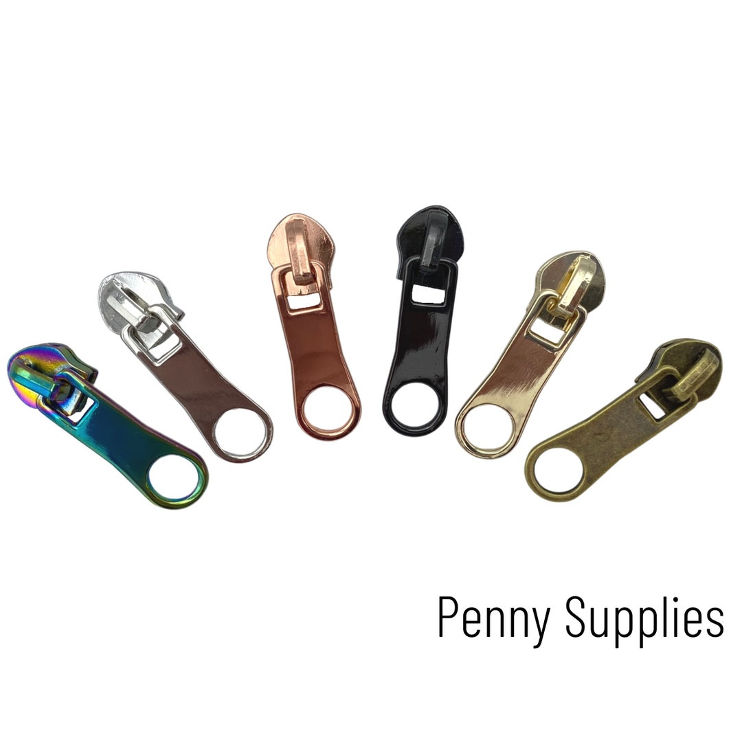 STYLE 1, Size 5 Metal Zipper Pull, SET OF 3 or Variety Pack, Circular