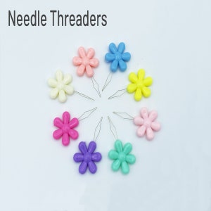 Flower Needle Threader Set of Two Sewing Tool Rainbow of Colors