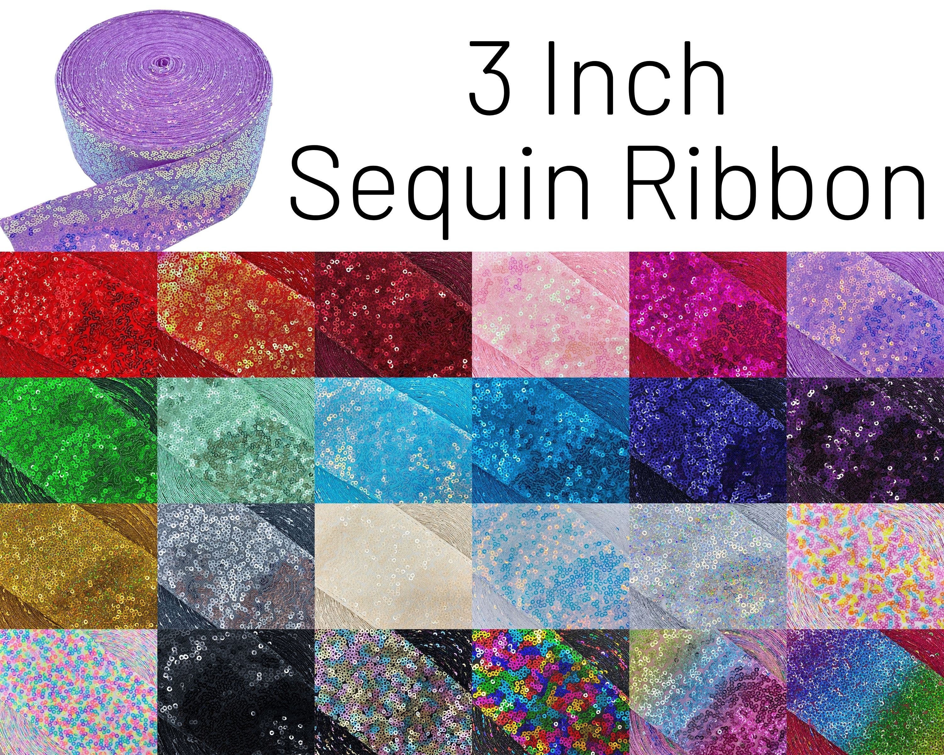 3 inch 75MM Double color Sequin Fabric Reversible Sequin Ribbon