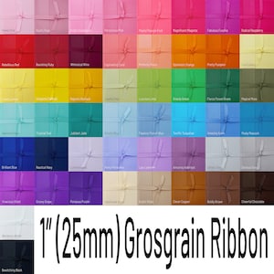 1 Inch GROSGRAIN Ribbon By The Yard 5 | 10 | 20 yard (25mm) White | Black | Rainbow of Colors