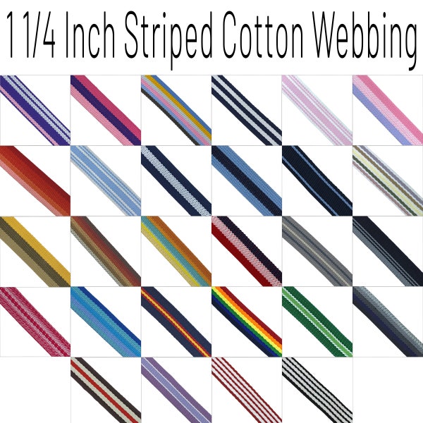 1 1/4 Inch Colorful Striped Cotton Webbing, 32mm Handbag Webbing, Tote Bag Webbing