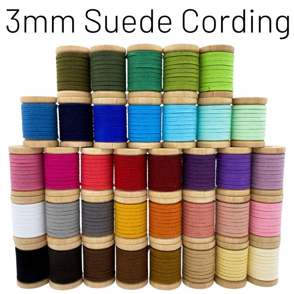 3mm Premium Korean Faux Suede Cord Leather Cording Flat Velvet String