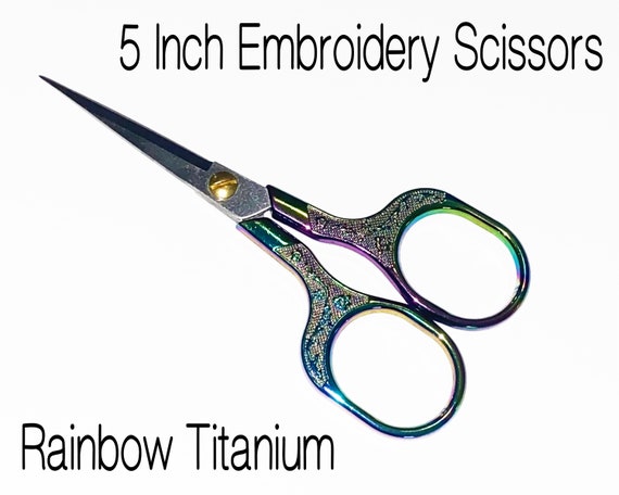 5 Inch Titanium Embroidery Scissors Yarn Sewing Snips Trimming Scissors  Rainbow 