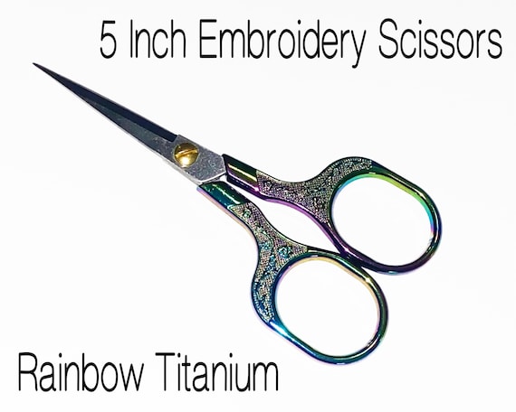 5 Inch Titanium Embroidery Scissors Yarn Sewing Snips Trimming Scissors  Rainbow 