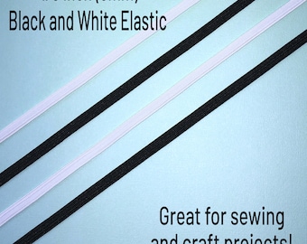 1/8 Inch (3mm) Skinny Braided Elastic sold By The Yard 1 | 5 | 10 | 20 yard increments White | Black