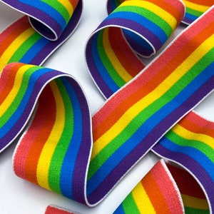 1 1/2 Inch Soft Rainbow Elastic Band, Wide Stretch Elastic sold By The Yard