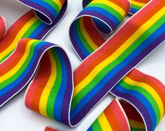 1 1/2 Inch Soft Rainbow Elastic Band, Wide Stretch Elastic sold By The Yard