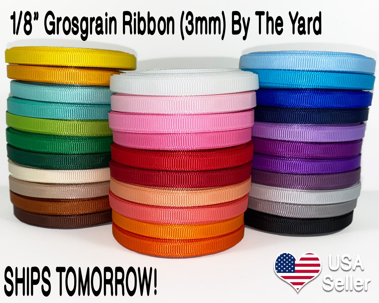 1/8 Inch GROSGRAIN Ribbon By The Yard 5 10 20 yard 3mm Etsy